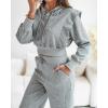 imageCHICME Womens 2 Piece Outfits 2025 Cropped Long Sleeve Hoodie and Wide Leg Sweatpants Set Fall Fashion Sweatsuit TracksuitAgray