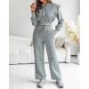 imageCHICME Womens 2 Piece Outfits 2025 Cropped Long Sleeve Hoodie and Wide Leg Sweatpants Set Fall Fashion Sweatsuit TracksuitAgray