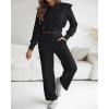 imageCHICME Womens 2 Piece Outfits 2025 Cropped Long Sleeve Hoodie and Wide Leg Sweatpants Set Fall Fashion Sweatsuit TracksuitBlack