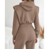 imageCHICME Womens 2 Piece Outfits 2025 Cropped Long Sleeve Hoodie and Wide Leg Sweatpants Set Fall Fashion Sweatsuit TracksuitBrown