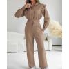 imageCHICME Womens 2 Piece Outfits 2025 Cropped Long Sleeve Hoodie and Wide Leg Sweatpants Set Fall Fashion Sweatsuit TracksuitBrown