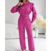imageCHICME Womens 2 Piece Outfits 2025 Cropped Long Sleeve Hoodie and Wide Leg Sweatpants Set Fall Fashion Sweatsuit TracksuitHot Pink
