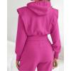 imageCHICME Womens 2 Piece Outfits 2025 Cropped Long Sleeve Hoodie and Wide Leg Sweatpants Set Fall Fashion Sweatsuit TracksuitHot Pink