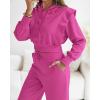 imageCHICME Womens 2 Piece Outfits 2025 Cropped Long Sleeve Hoodie and Wide Leg Sweatpants Set Fall Fashion Sweatsuit TracksuitHot Pink