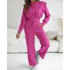 imageCHICME Womens 2 Piece Outfits 2025 Cropped Long Sleeve Hoodie and Wide Leg Sweatpants Set Fall Fashion Sweatsuit TracksuitHot Pink