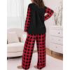 imageCHICME Womens Pajamas Sets 2 Piece Long Sleeve Lounge Set 2025 Loose Pants Pj Sets Loungewear with PocketsSchristmas Tree Black