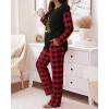 imageCHICME Womens Pajamas Sets 2 Piece Long Sleeve Lounge Set 2025 Loose Pants Pj Sets Loungewear with PocketsSchristmas Tree Black