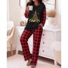 imageCHICME Womens Pajamas Sets 2 Piece Long Sleeve Lounge Set 2025 Loose Pants Pj Sets Loungewear with PocketsSchristmas Tree Black