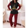 imageCHICME Womens Pajamas Sets 2 Piece Long Sleeve Lounge Set 2025 Loose Pants Pj Sets Loungewear with PocketsSchristmas Tree Black