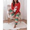 imageCHICME Womens Pajamas Sets 2 Piece Long Sleeve Lounge Set 2025 Loose Pants Pj Sets Loungewear with PocketsUreindeer Red