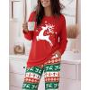 imageCHICME Womens Pajamas Sets 2 Piece Long Sleeve Lounge Set 2025 Loose Pants Pj Sets Loungewear with PocketsUreindeer Red