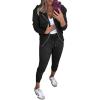 imageCHICME 2025 Women 2 Piece Outfits Sets Long Sleeve Zip Up Hoodie ampamp Stretchy Waist Joggers Sweatpants Set Casual Pants SetBlack