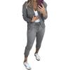 imageCHICME 2025 Women 2 Piece Outfits Sets Long Sleeve Zip Up Hoodie ampamp Stretchy Waist Joggers Sweatpants Set Casual Pants SetGray