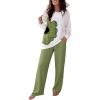imageCHICME Essence Womens Loungewear Floral Print Long Sleeve Top and Pants SetgrM Green