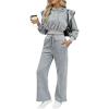 imageCHICME Womens 2 Piece Outfits 2025 Cropped Long Sleeve Hoodie and Wide Leg Sweatpants Set Fall Fashion Sweatsuit TracksuitAgray