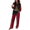 imageCHICME Womens Pajamas Sets 2 Piece Long Sleeve Lounge Set 2025 Loose Pants Pj Sets Loungewear with PocketsSchristmas Tree Black