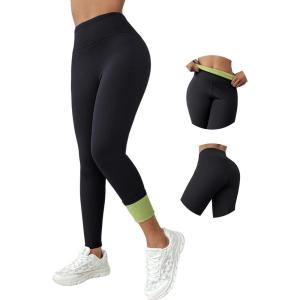 imageCHICME Fleece Lined Leggings Women 2025 Tummy Control Thermal Warm High Waisted Winter Yoga Pants with PocketsAblack