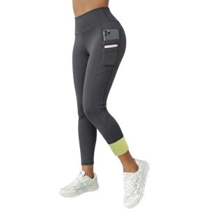 imageCHICME Fleece Lined Leggings Women 2025 Tummy Control Thermal Warm High Waisted Winter Yoga Pants with PocketsDark Greywith Pocket