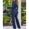 imageCHICME Womens Dressy Lace Jumpsuit 2025 Casual Fall Long Sleeve VNeck Straight Leg OverallsPurplish Blue