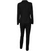 imageCHICME Womens Suits 2 Piece Set 2025 Notched Collar Blazer and Drawstring Pants Suits Set Casual Business OutfitsAblack