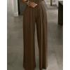 imageCHICME Womens One Piece Jumpsuit Rhinestone Cutout Ruched Wide Leg Jumpsuit Overall Long PantsCoffee