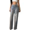 imageCHICME High Waisted Wide Leg Jeans for Women Rhinestone Embellished Denim Pants with Matching Sparkle BeltBlue