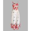 imageCHICME Womens Floral Butterfly Print Maxi Dress Quare Neck Strap Shirred Bodice Flowy A Line Boho Summer Beach Dress