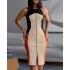 imageCHICME Womens Summer Bodycon Midi Dress Sleeveless Color Block Front Slit Zipper Party Work Dress