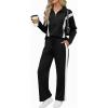 imageCHICME Womens Sweatsuits 2 Piece Outfits Contrast Striped Half Zip Pullover and Drawstring Waist Sweatpants TracksuitAblackwhite