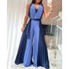 imageCHICME Womens Sleeveless Colorblock Jumpsuit Casual Plunge V Neck Waist Tied Detail Pleated Romper
