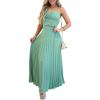 imageCHCIME Maxi Dress for Women French Style Square Neck Adjustable Straps Backless Pleated Vacation DressGreen