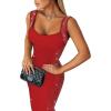 imageCHICME Womens Elegant Sleeveless Rhinestone Bodycon Midi Dress Square Neck Sparkly Cocktail Party Clubwear DressRed