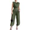 imageCHICME Womens Summer One Piece Jumpsuit Sleeveless Dressy Jumpsuits High Slit Casual Overalls for Vacation Evening WearArmy Green