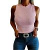 imageCHICME Womens Rhinestone High Neck Sleeveless Knit Tank Top Slim Fit Sparkly Halter Vest for Party Vacation SummerPink