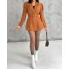 image:imageCHICME Blazer Romper for Women Notched Collar Puff Sleeve Fall Jumpsuit with Detachable BeltAkhaki