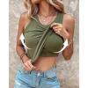 image:imageCHICME 2 Piece Built in Bra Tank Tops for Women Ribbed Tank Top Fitness Racerback Workout Tops2pcs Blackarmy Green