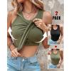 image:imageCHICME 2 Piece Built in Bra Tank Tops for Women Ribbed Tank Top Fitness Racerback Workout Tops2pcs Blackarmy Green