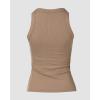 image:imageCHICME 2 Piece Built in Bra Tank Tops for Women Ribbed Tank Top Fitness Racerback Workout Tops2pcs Khakiarmy Green