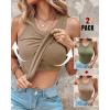 image:imageCHICME 2 Piece Built in Bra Tank Tops for Women Ribbed Tank Top Fitness Racerback Workout Tops2pcs Khakiarmy Green