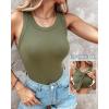 image:imageCHICME 2 Piece Built in Bra Tank Tops for Women Ribbed Tank Top Fitness Racerback Workout Tops2pcs Khakiarmy Green