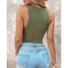 image:imageCHICME 2 Piece Built in Bra Tank Tops for Women Ribbed Tank Top Fitness Racerback Workout Tops2pcs Khakiarmy Green