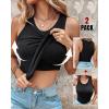 image:imageCHICME 2 Piece Built in Bra Tank Tops for Women Ribbed Tank Top Fitness Racerback Workout TopsBlack black