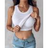 image:imageCHICME 2 Piece Built in Bra Tank Tops for Women Ribbed Tank Top Fitness Racerback Workout TopsBlack white