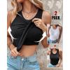 image:imageCHICME 2 Piece Built in Bra Tank Tops for Women Ribbed Tank Top Fitness Racerback Workout TopsBlack white