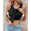 image:imageCHICME 2 Piece Built in Bra Tank Tops for Women Ribbed Tank Top Fitness Racerback Workout TopsBlack white