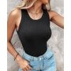 image:imageCHICME 2 Piece Built in Bra Tank Tops for Women Ribbed Tank Top Fitness Racerback Workout TopsBlack white