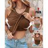 image:imageCHICME 2 Piece Built in Bra Tank Tops for Women Ribbed Tank Top Fitness Racerback Workout TopsCoffee khaki