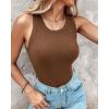 image:imageCHICME 2 Piece Built in Bra Tank Tops for Women Ribbed Tank Top Fitness Racerback Workout TopsCoffee khaki