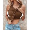 image:imageCHICME 2 Piece Built in Bra Tank Tops for Women Ribbed Tank Top Fitness Racerback Workout TopsCoffee khaki