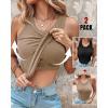 image:imageCHICME 2 Piece Built in Bra Tank Tops for Women Ribbed Tank Top Fitness Racerback Workout TopsKhaki black